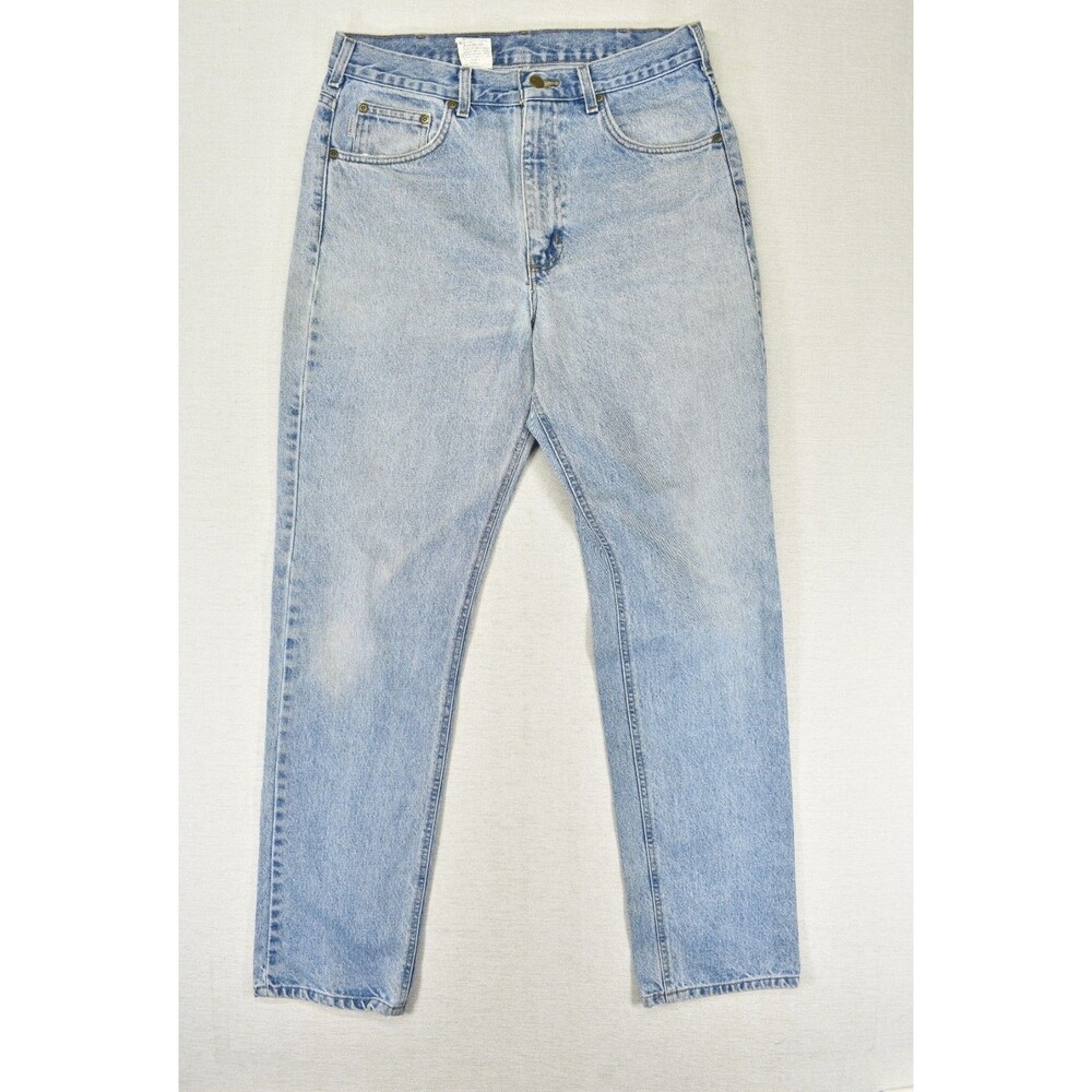 Carhartt Mens 34x34 Med Wash Denim Jeans Traditional Fit Straight Leg Workwear